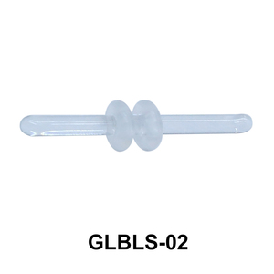 Glass Barbell with Two Trasparent Silicon Ring Outer GLBLS-02